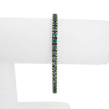 14k Yellow Gold and 7.2cttw Blue Topaz 15.4g Solid Tennis Bracelet Italy 7.25"