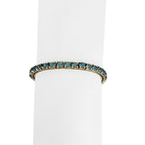 14k Yellow Gold and 7.2cttw Blue Topaz 15.4g Solid Tennis Bracelet Italy 7.25"
