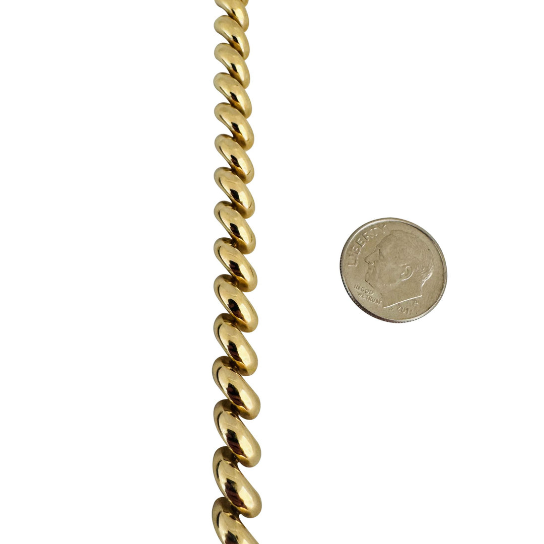 14k Yellow Gold 14.2g Ladies Polished 7mm San Marco Link Bracelet 7"