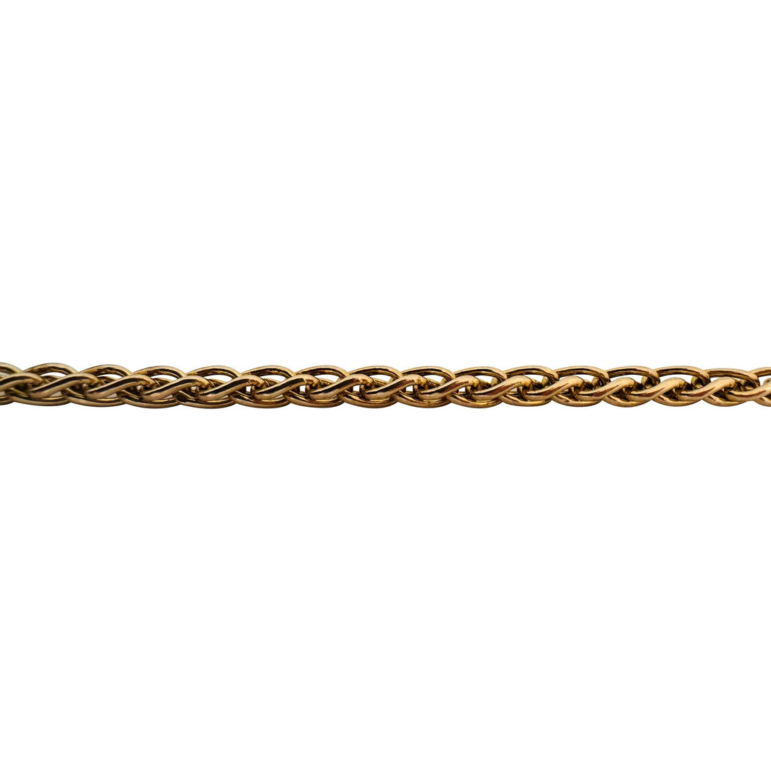 14k Yellow Gold 5g Hollow Ladies 4mm Wheat Link Bracelet Italy 7.25"