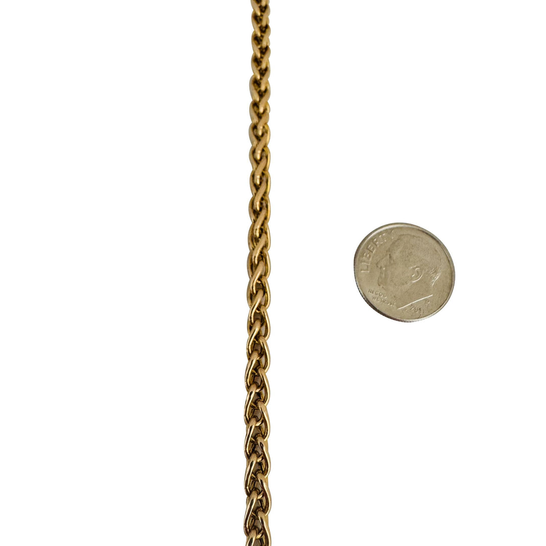 14k Yellow Gold 5g Hollow Ladies 4mm Wheat Link Bracelet Italy 7.25"