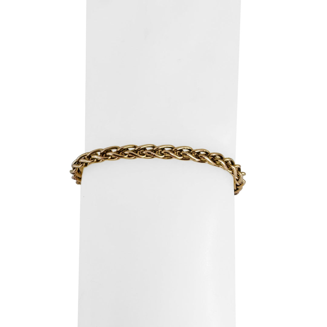 14k Yellow Gold 5g Hollow Ladies 4mm Wheat Link Bracelet Italy 7.25"