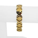 14k Yellow Gold 20g Ladies Thick 13mm Hugs and Kisses XO Link Bracelet Italy 7"