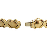 14k Yellow Gold 20g Ladies Thick 13mm Hugs and Kisses XO Link Bracelet Italy 7"