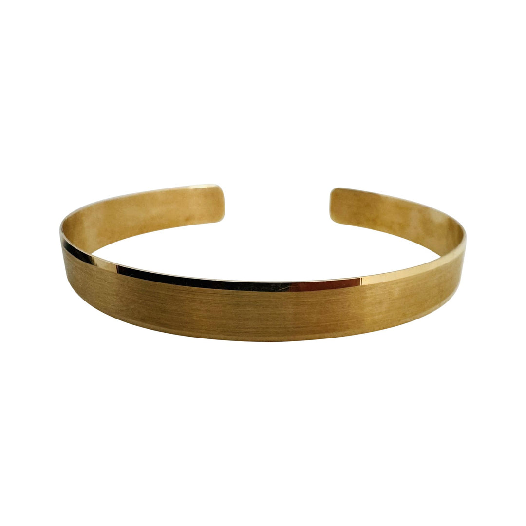 14k Yellow Gold 10.5g Solid Satin Finish 8mm Flex Cuff Bracelet 7"