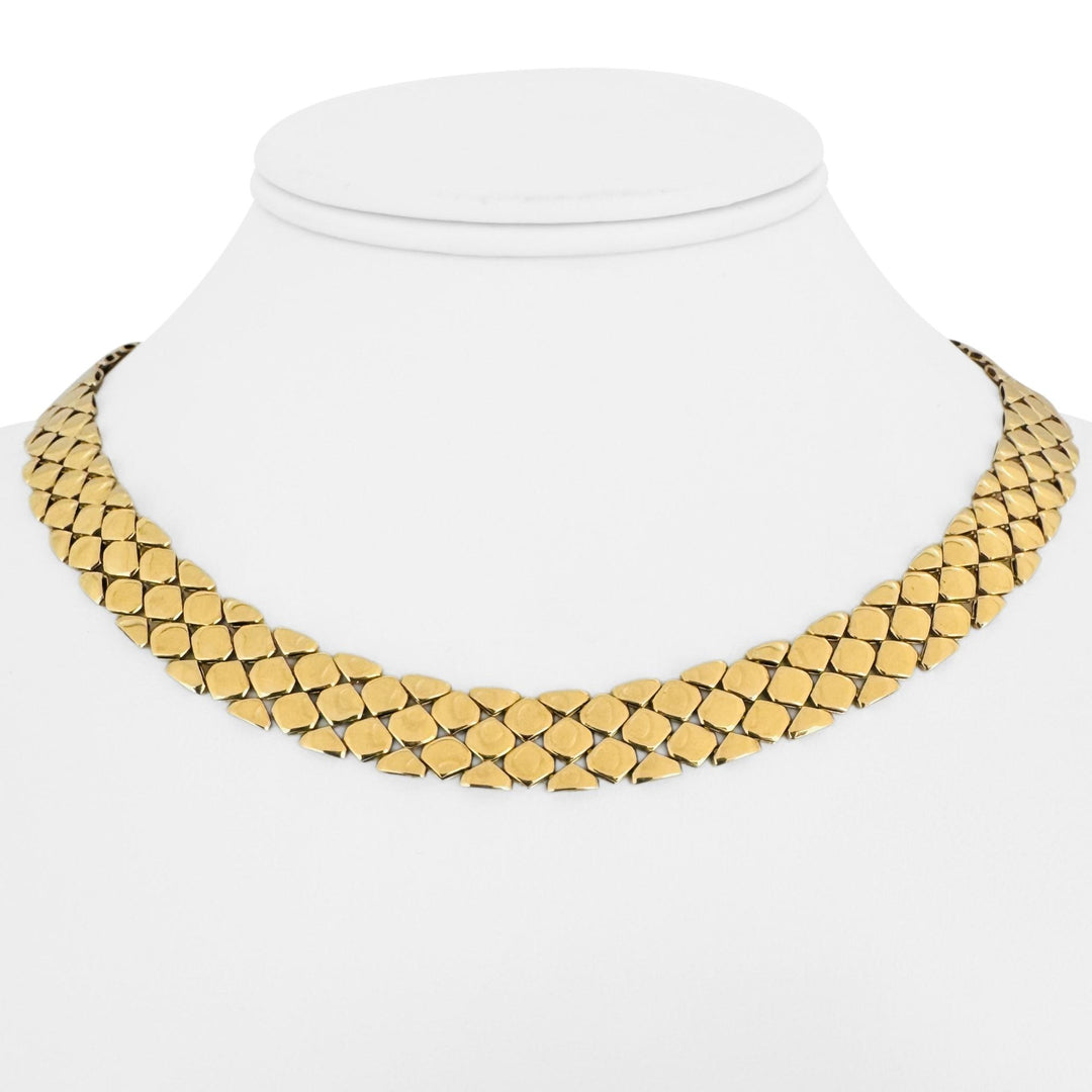 14k Yellow Gold 29g Ladies Polished Heavy 11mm Scale Link Necklace Italy 16"