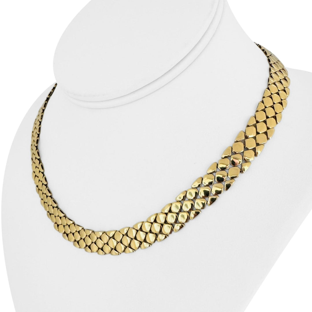 14k Yellow Gold 29g Ladies Polished Heavy 11mm Scale Link Necklace Italy 16"