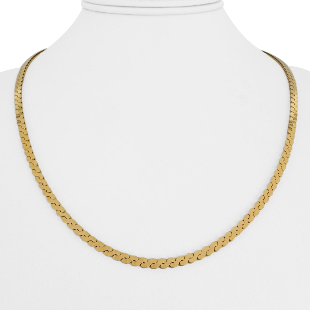 14k Yellow Gold 21g Solid Heavy 3.5mm Thick Serpentine Link Necklace Italy 20"