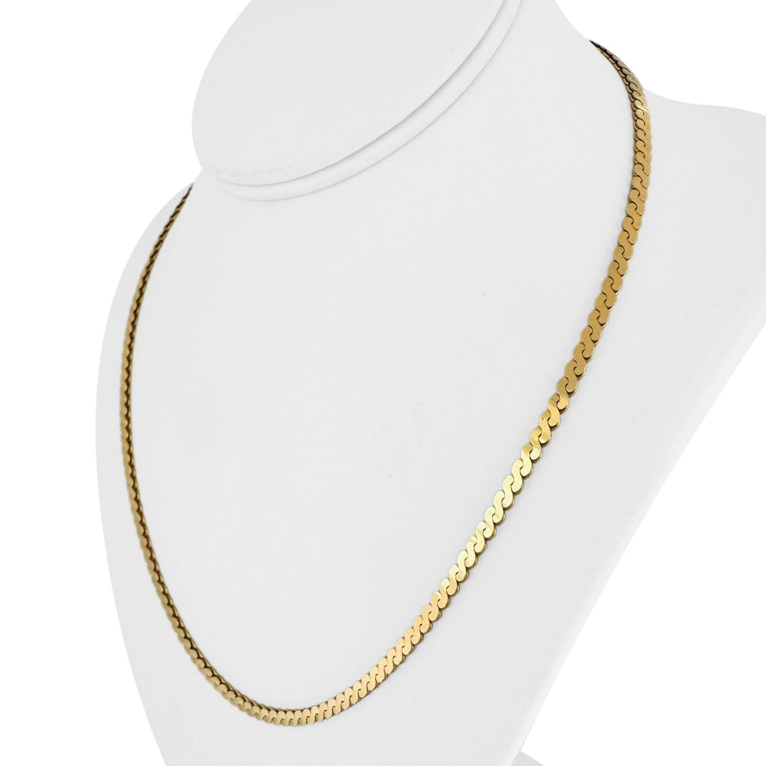 14k Yellow Gold 21g Solid Heavy 3.5mm Thick Serpentine Link Necklace Italy 20"