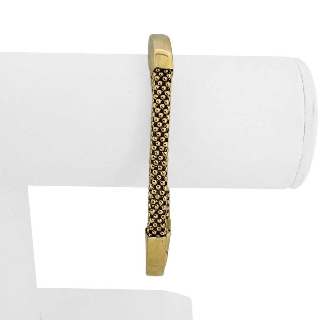 14k Yellow Gold 17g Ladies Fancy Popcorn Link Bar Flex Bangle Bracelet Italy 8"