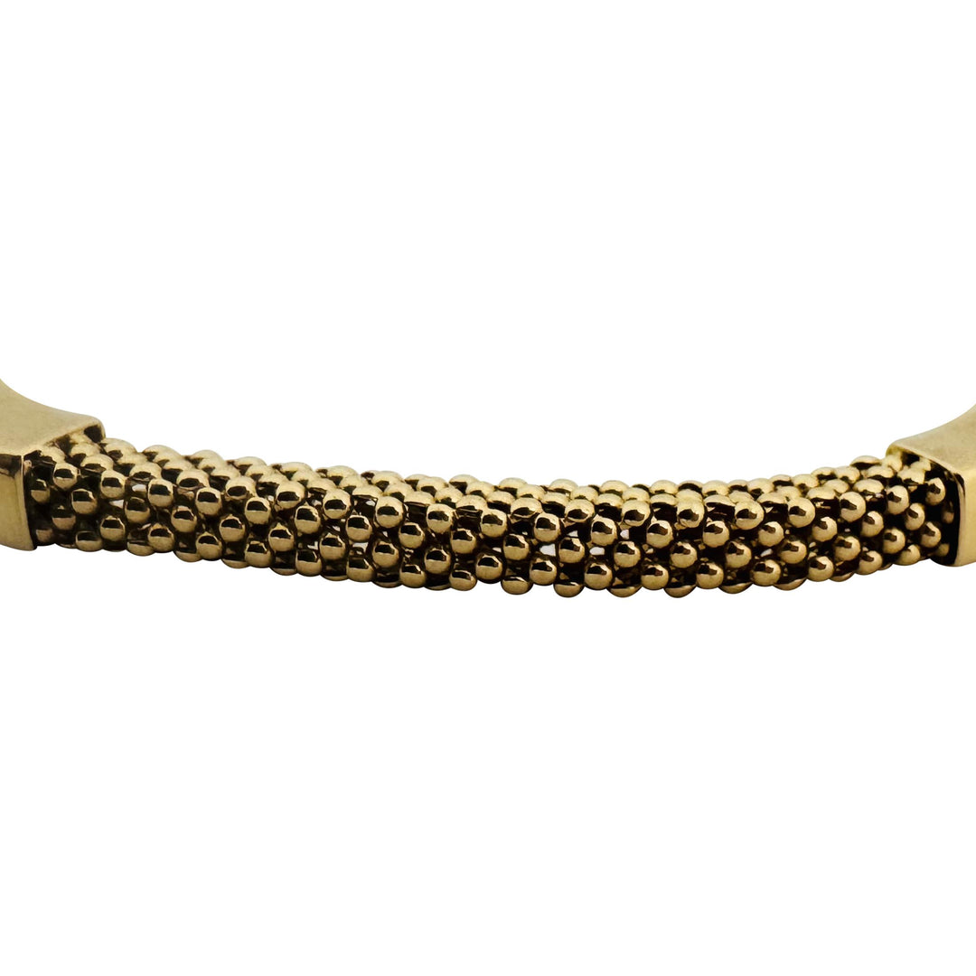 14k Yellow Gold 17g Ladies Fancy Popcorn Link Bar Flex Bangle Bracelet Italy 8"