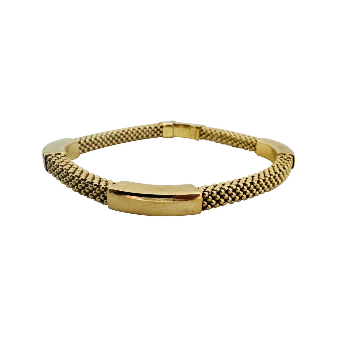 14k Yellow Gold 17g Ladies Fancy Popcorn Link Bar Flex Bangle Bracelet Italy 8"