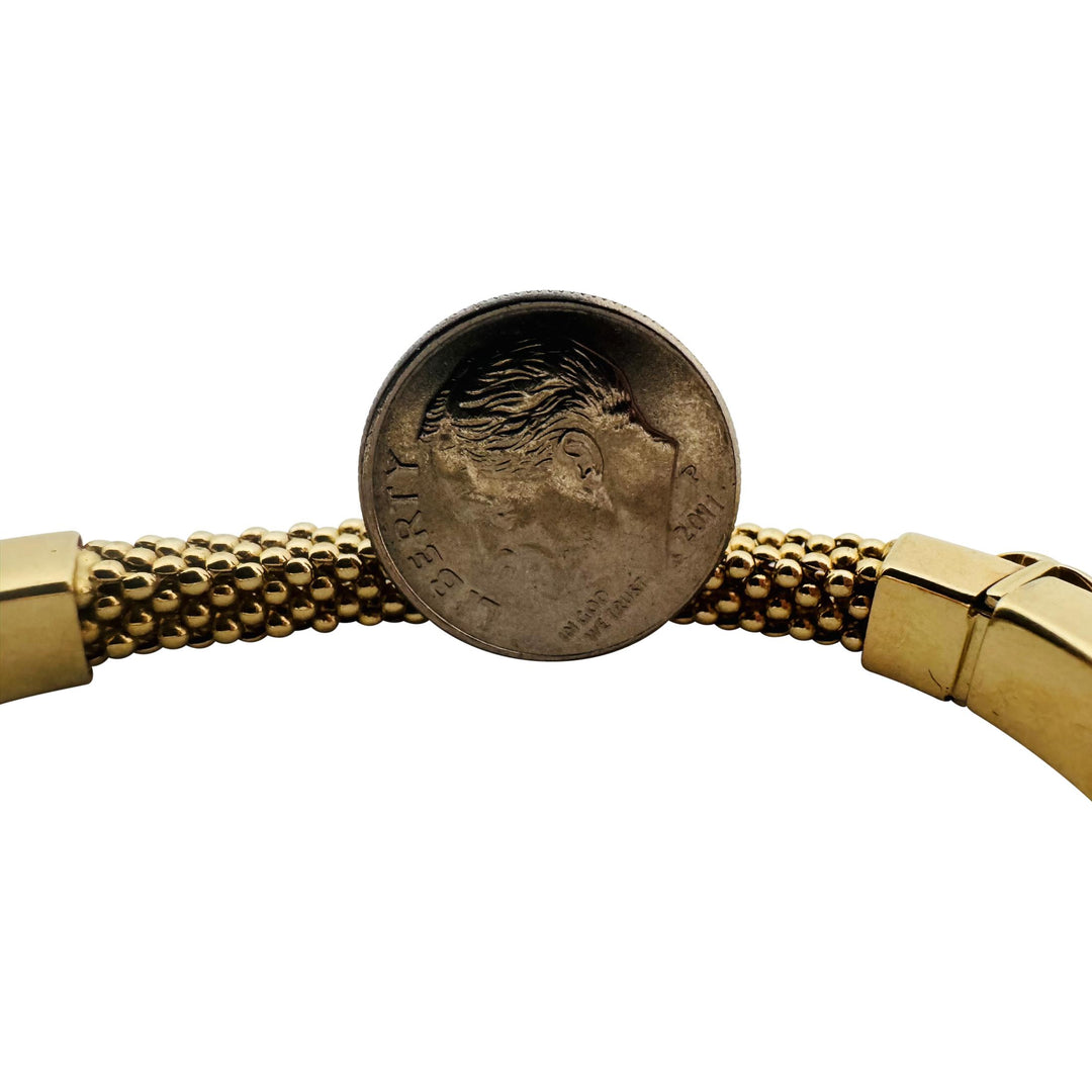 14k Yellow Gold 17g Ladies Fancy Popcorn Link Bar Flex Bangle Bracelet Italy 8"