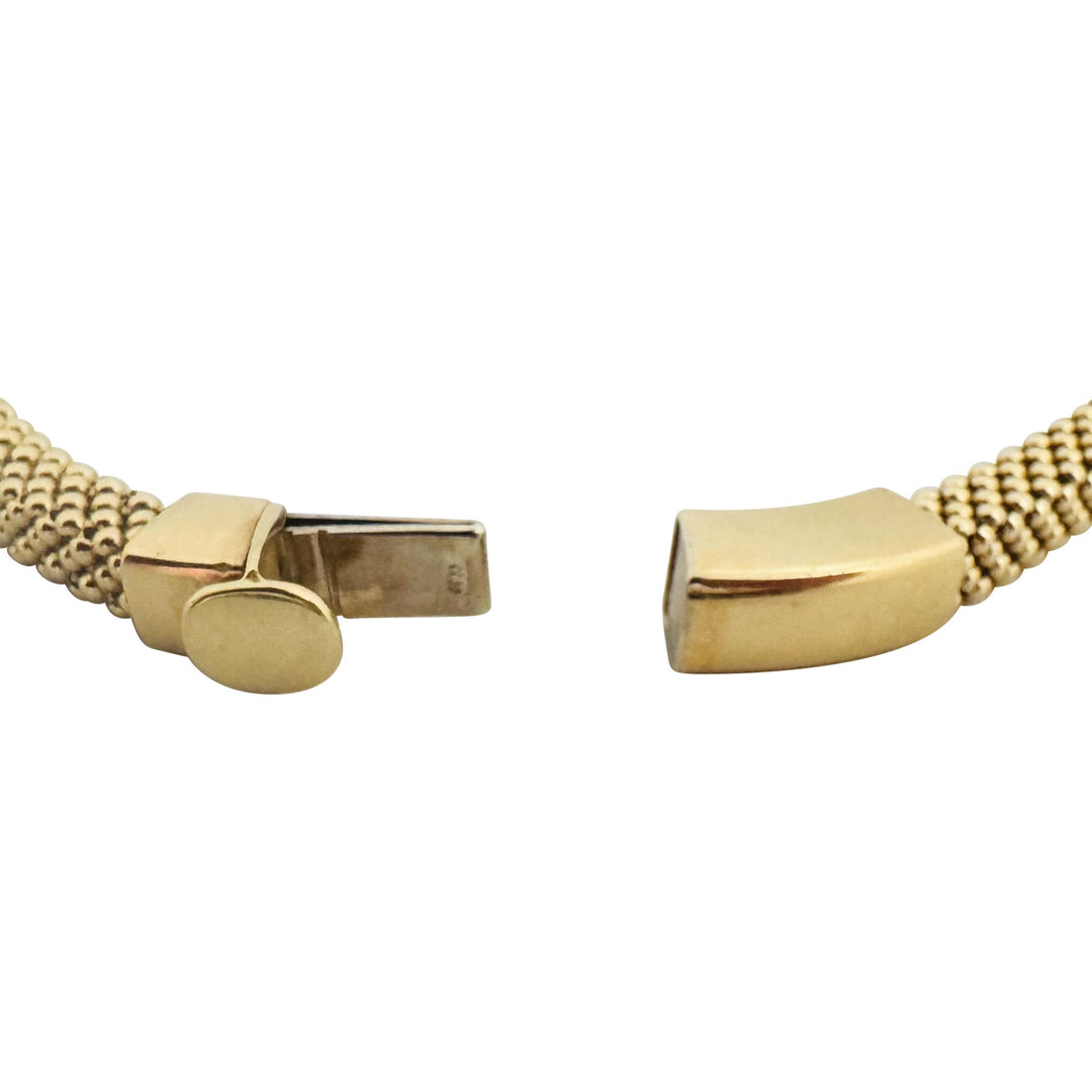 14k Yellow Gold 17g Ladies Fancy Popcorn Link Bar Flex Bangle Bracelet Italy 8"