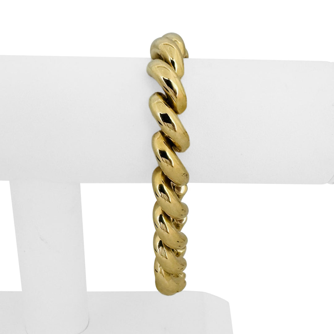 14k Yellow Gold 31g Heavy Polished 11mm San Marco Link Bracelet Italy 8.25"