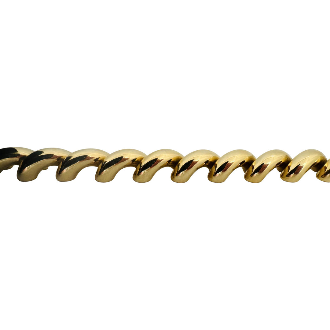 14k Yellow Gold 31g Heavy Polished 11mm San Marco Link Bracelet Italy 8.25"