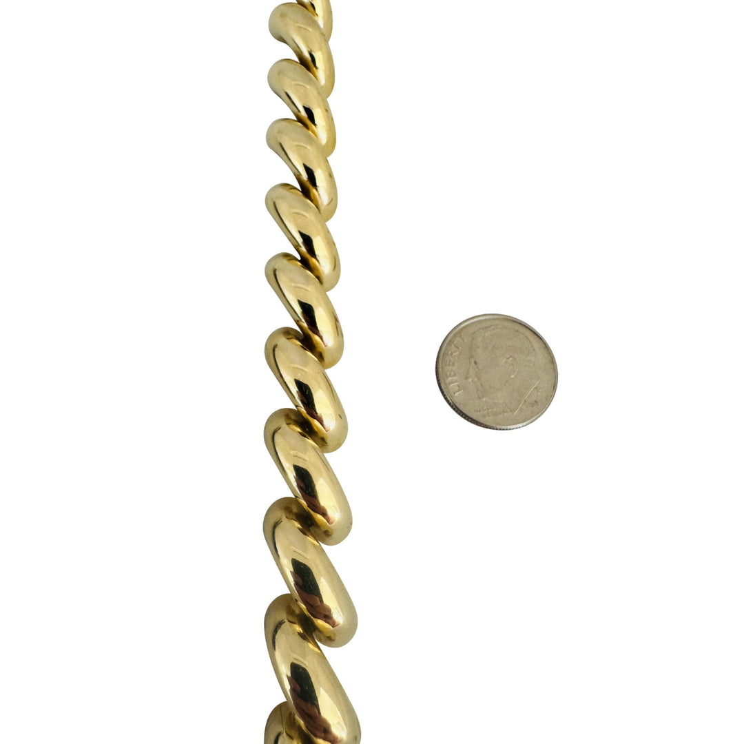 14k Yellow Gold 31g Heavy Polished 11mm San Marco Link Bracelet Italy 8.25"
