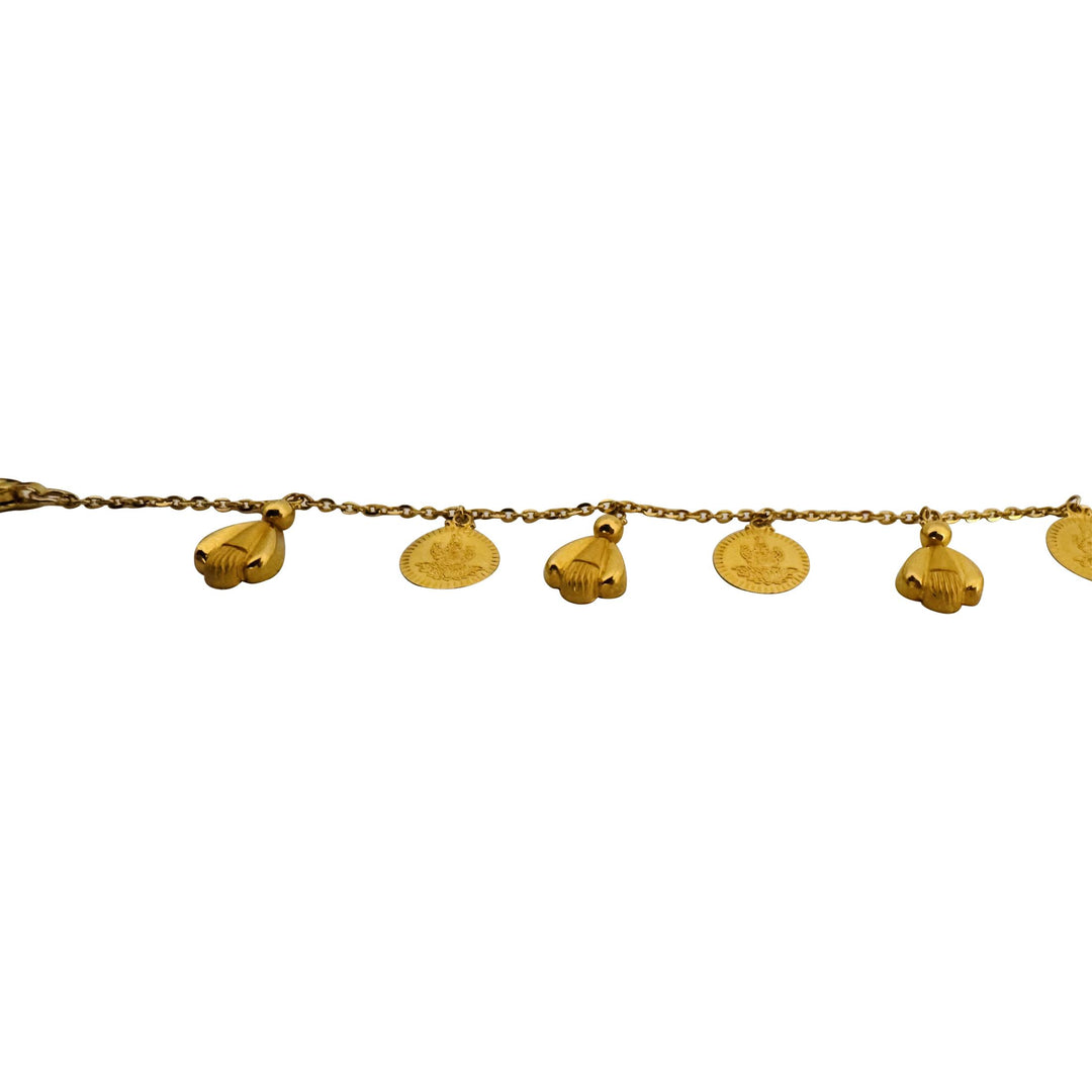 22k Yellow Gold 3.7g Very Small Cable Link Charm Bracelet 5.75"