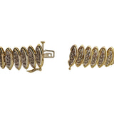 10k Yellow Gold and 3cttw Diamond Fancy Marquise Link Bracelet 7"