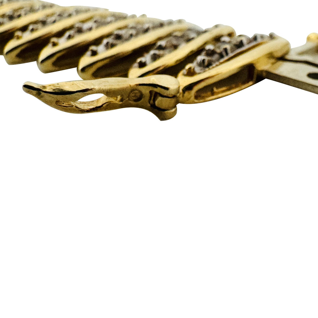 10k Yellow Gold and 3cttw Diamond Fancy Marquise Link Bracelet 7"