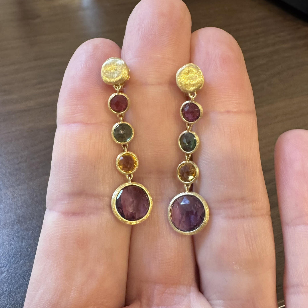 Marco Bicego Paradise 18k Yellow Gold and Multi Gemstone Drop Dangle Earrings