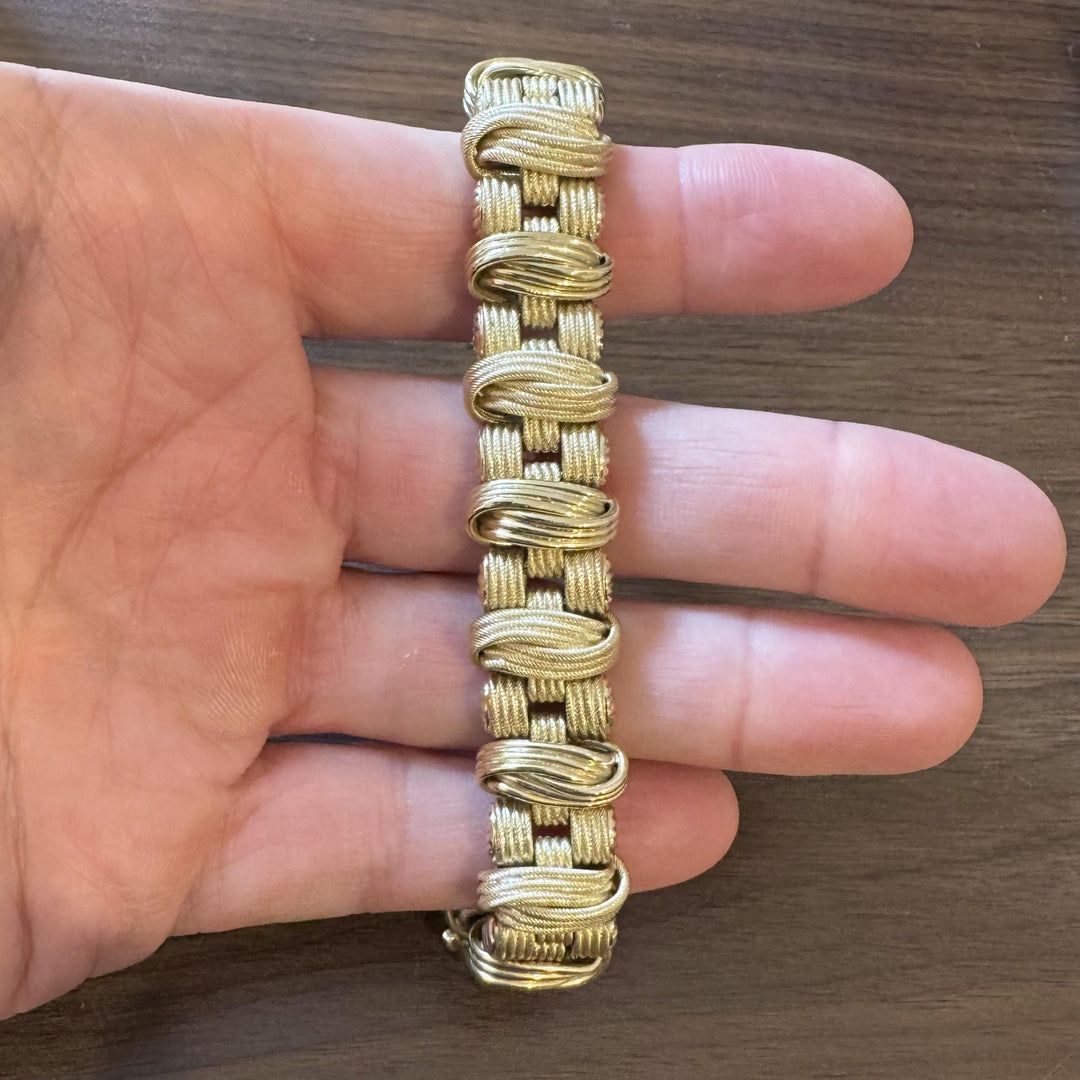 14k Yellow Gold 47g Ladies Heavy Thick 17mm Fancy Link Bracelet Italy 7.5"