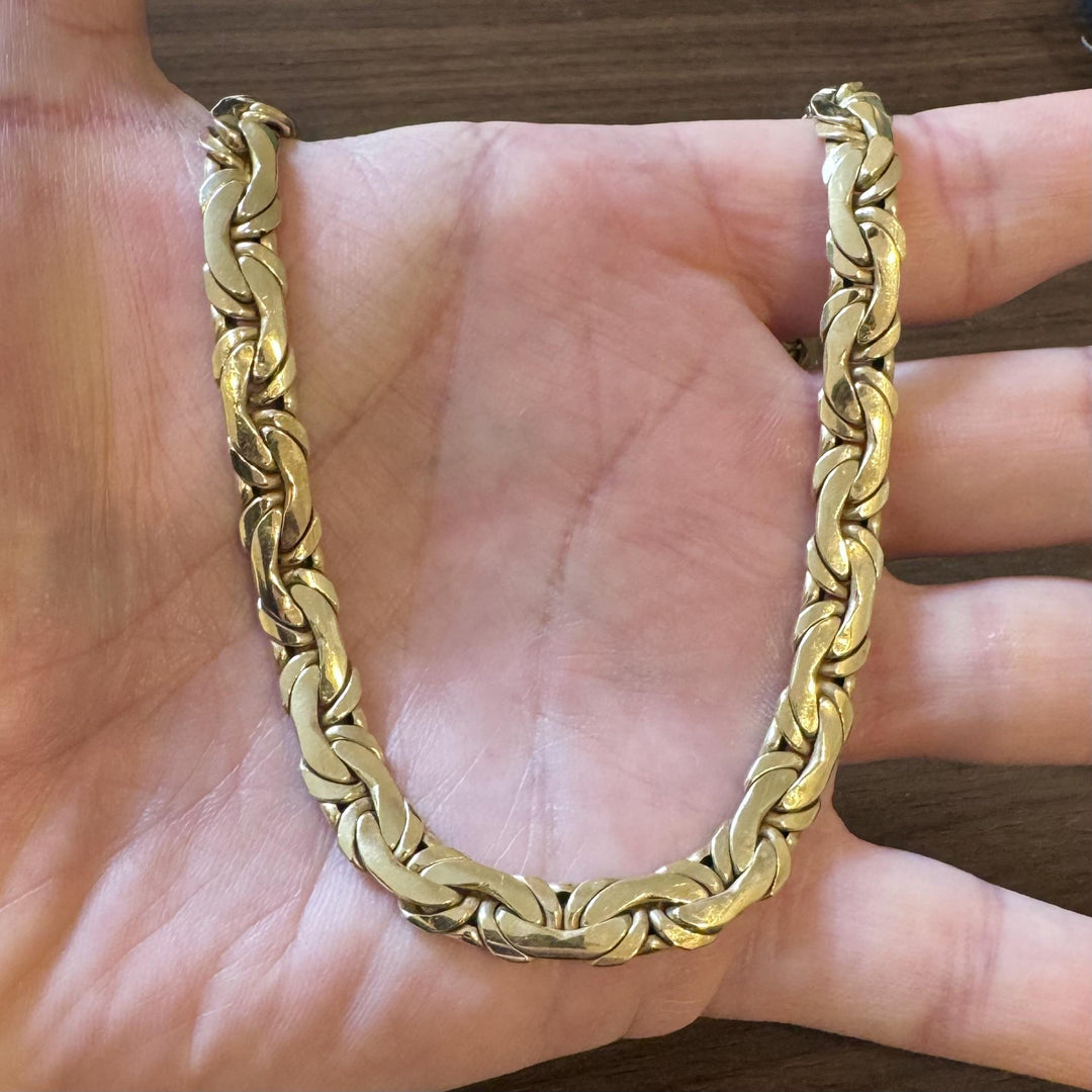 14k Yellow Gold 32g Thick Ladies 7.5mm Flattened Cub Link Necklace Italy 18"