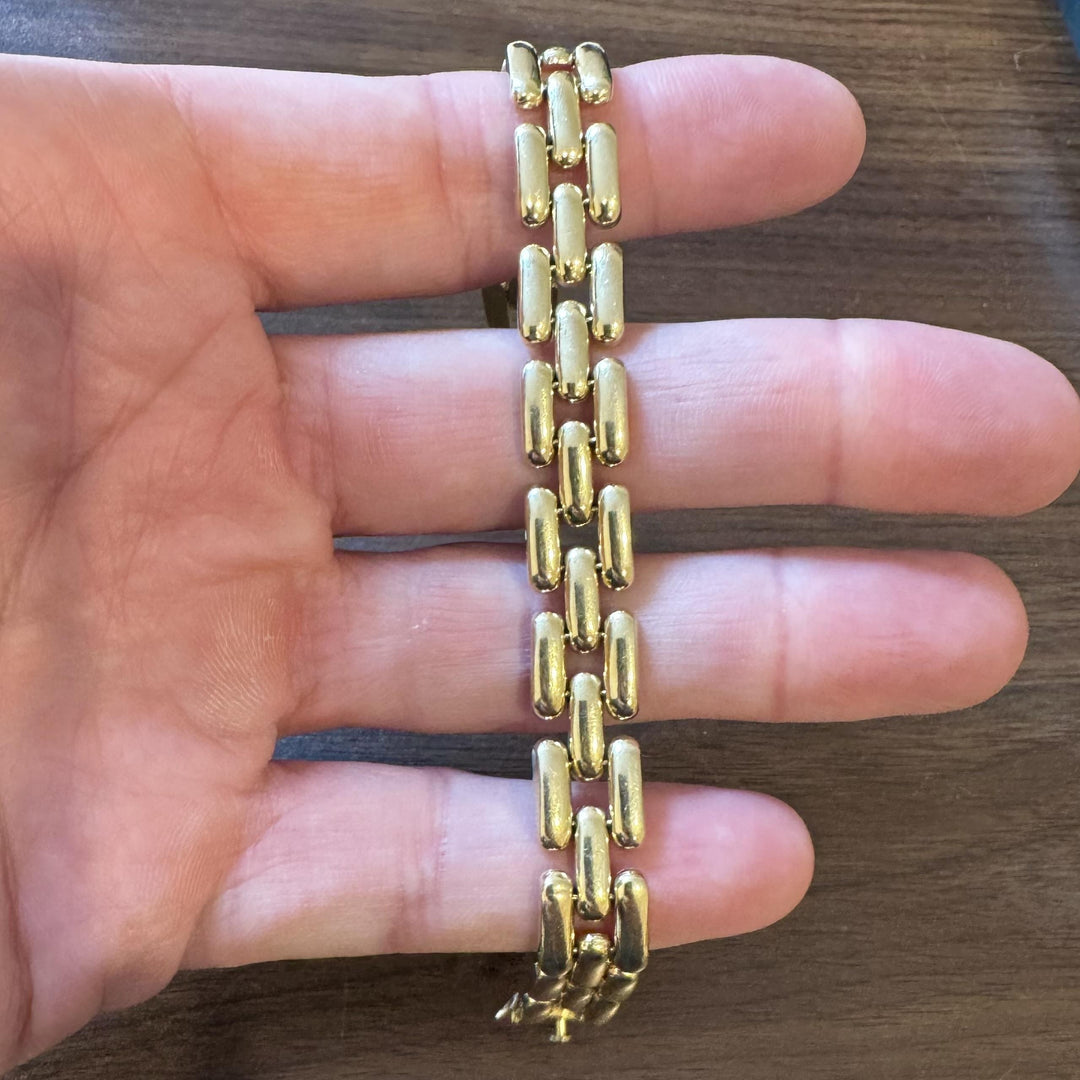 14k Yellow Gold 19.7g Ladies Polished 11mm Panther Link Bracelet 7.25"
