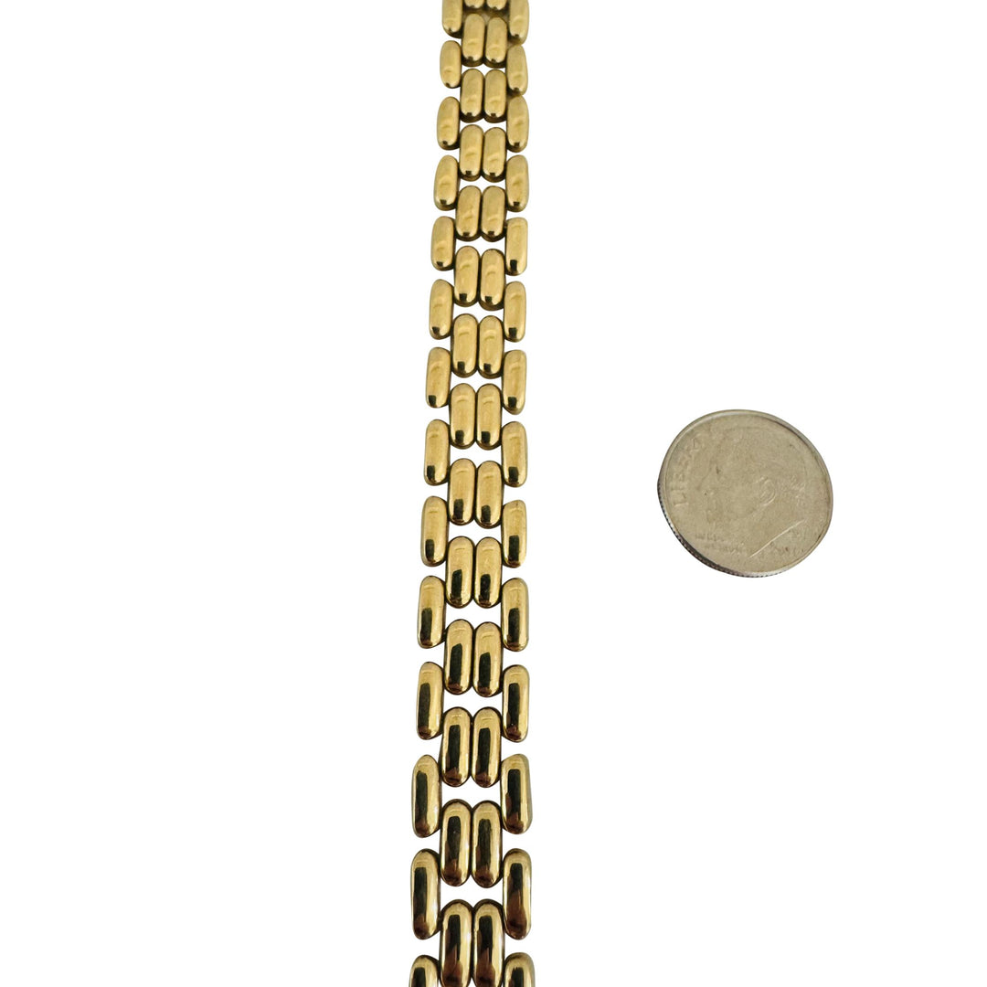 14k Yellow Gold 37.5g Heavy Polished 10mm Panther Link Necklace Italy 16.5"