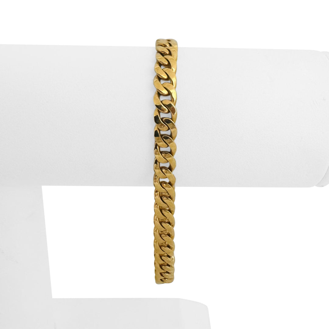 18k Yellow Gold 22.8g Solid Polished 6mm Curb Link Bracelet 7.5"