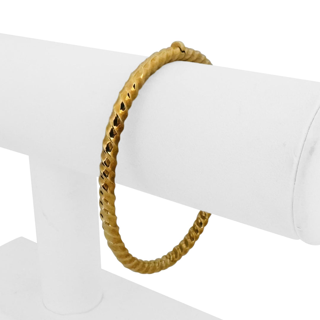 18k Yellow Gold 16.4g Solid Polished Spiral Oval Bangle Bracelet Italy 7"