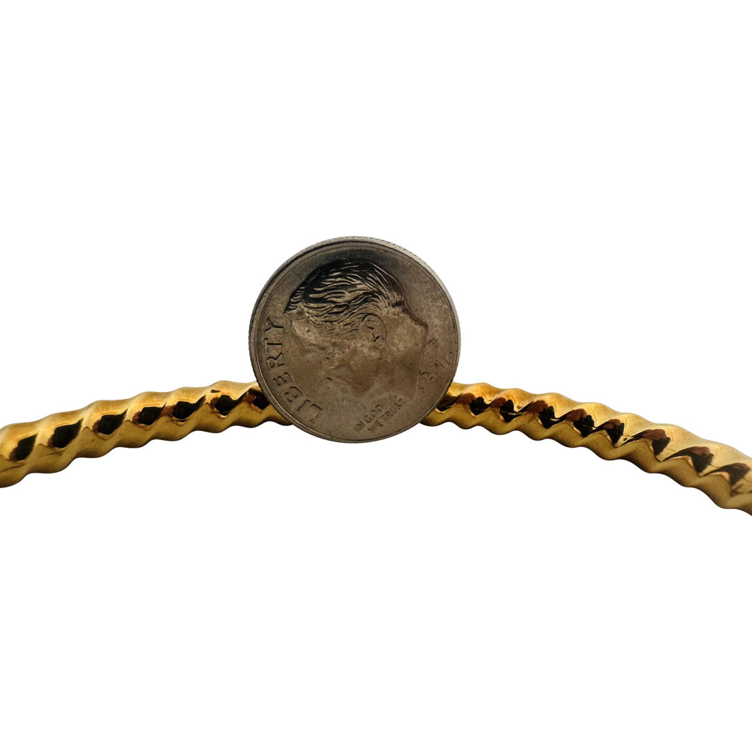 18k Yellow Gold 16.4g Solid Polished Spiral Oval Bangle Bracelet Italy 7"