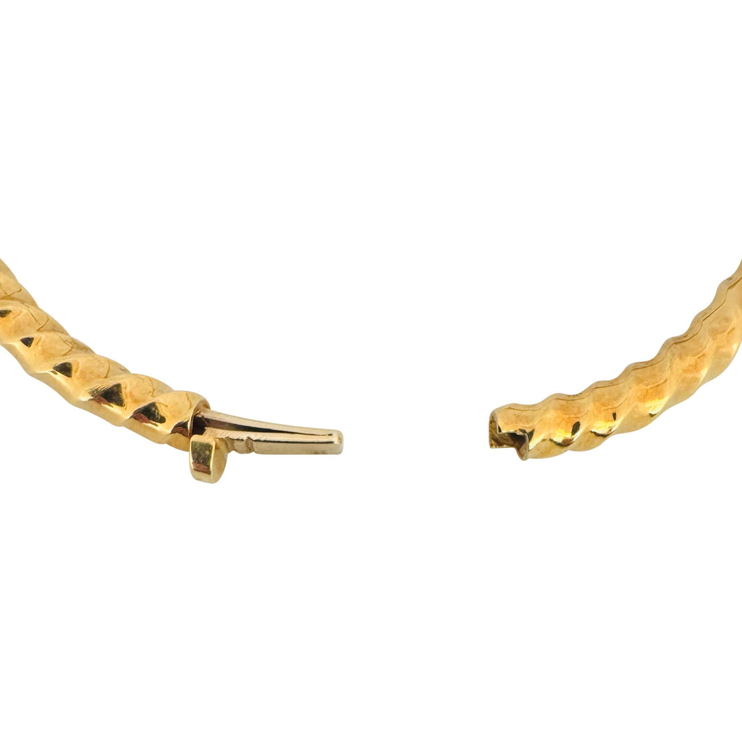 18k Yellow Gold 16.4g Solid Polished Spiral Oval Bangle Bracelet Italy 7"