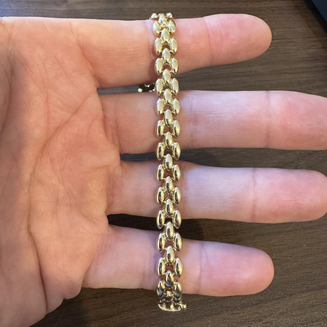 14k Yellow Gold 12g Ladies Polished 9mm Panther Link Bracelet Italy 7"