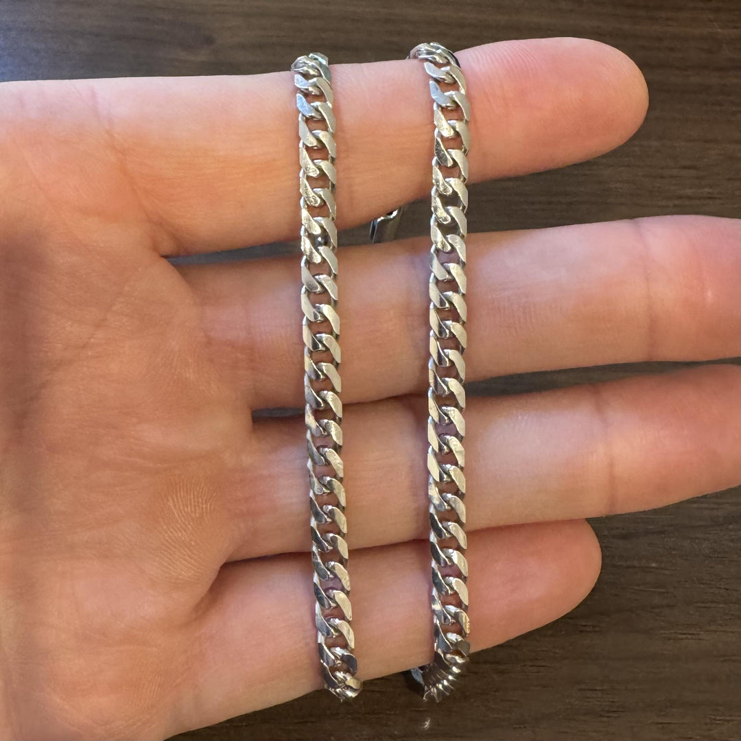14k White Gold 25.8g Solid Heavy 5mm Curb Cuban Link Chain Necklace 18"