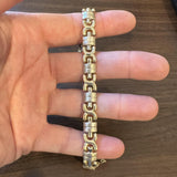 14k Yellow and White Gold 13.7g Ladies Two Tone 10mm Fancy Link Bracelet 7.25"