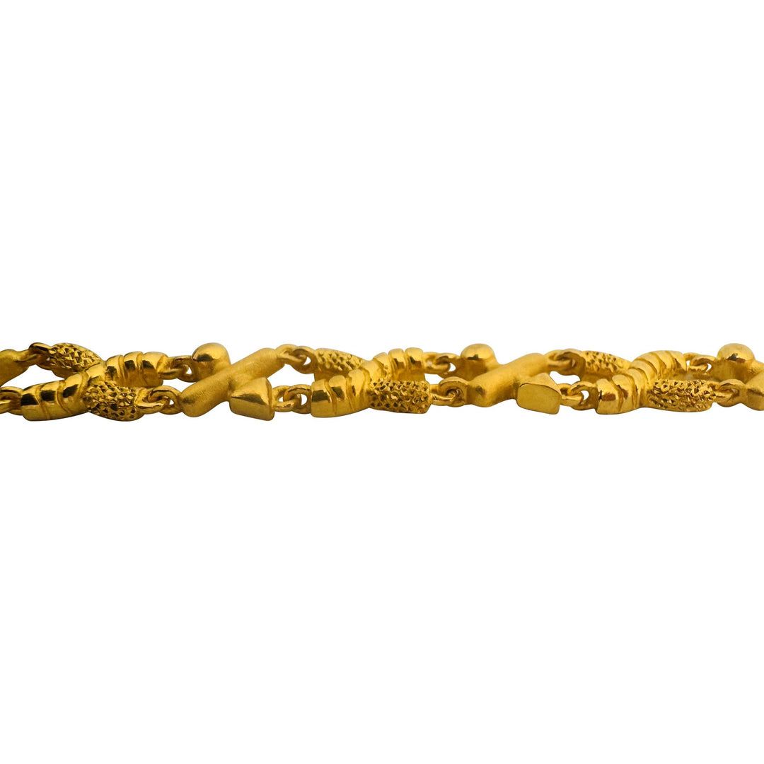 24k Pure Yellow Gold 24.3g Solid 8mm Fancy X Link Bracelet 7.25"