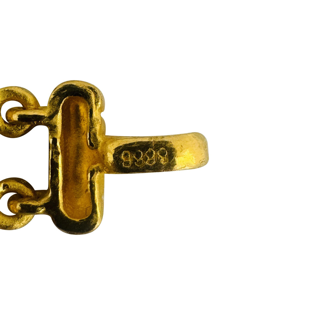 24k Pure Yellow Gold 24.3g Solid 8mm Fancy X Link Bracelet 7.25"