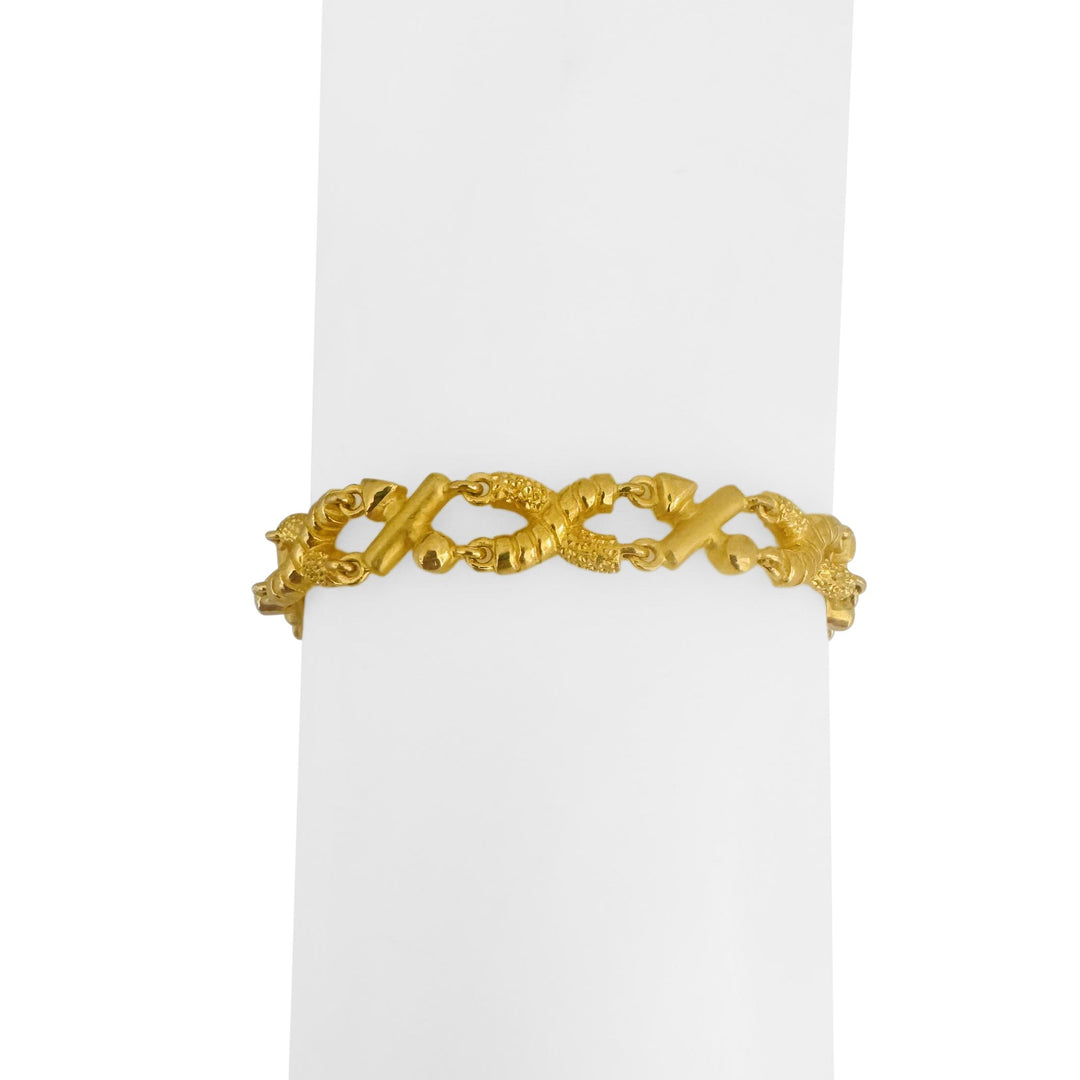 24k Pure Yellow Gold 24.3g Solid 8mm Fancy X Link Bracelet 7.25"