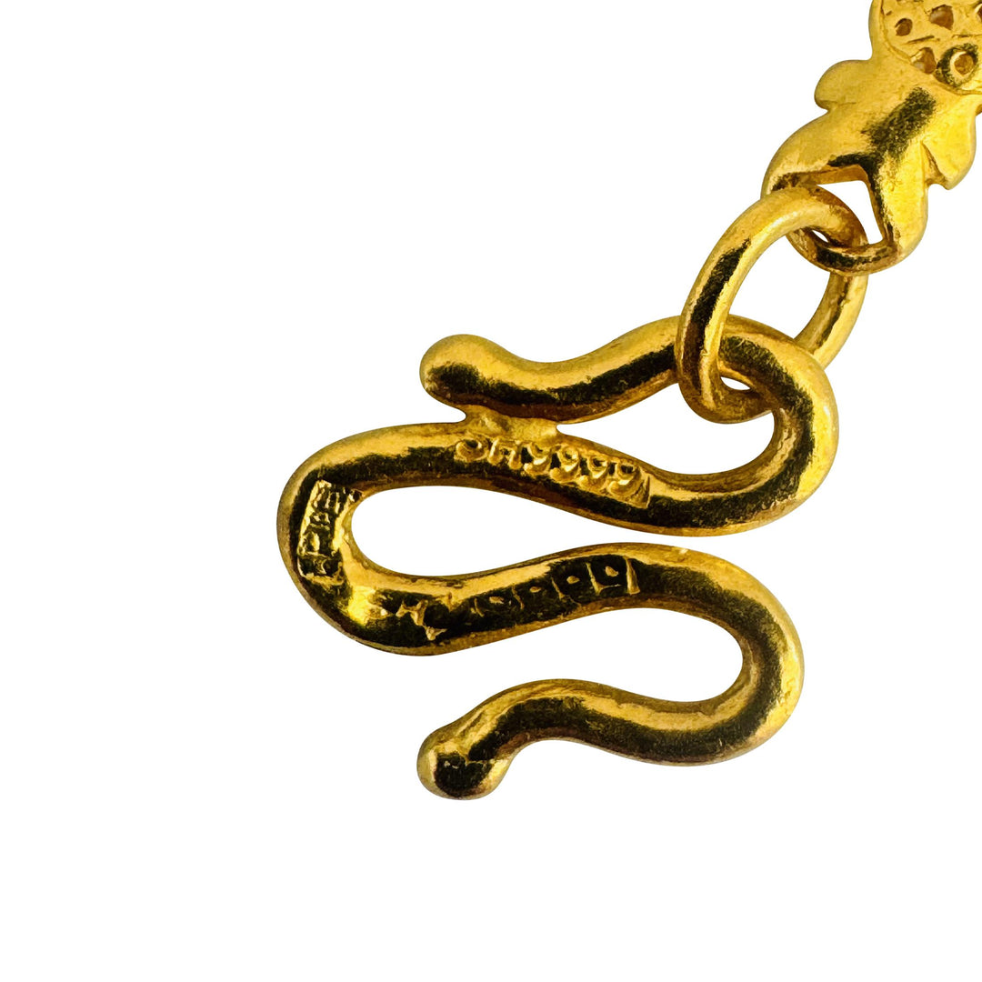 24k Pure Yellow Gold 23g Solid Diamond Cut Fancy Link Chain Necklace 24"