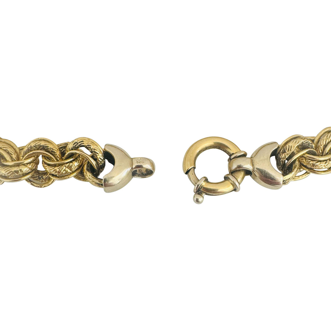 18k Yellow Gold 16.7g Vintage Ladies 9mm Fancy Circle Link Bracelet Italy 7.5"