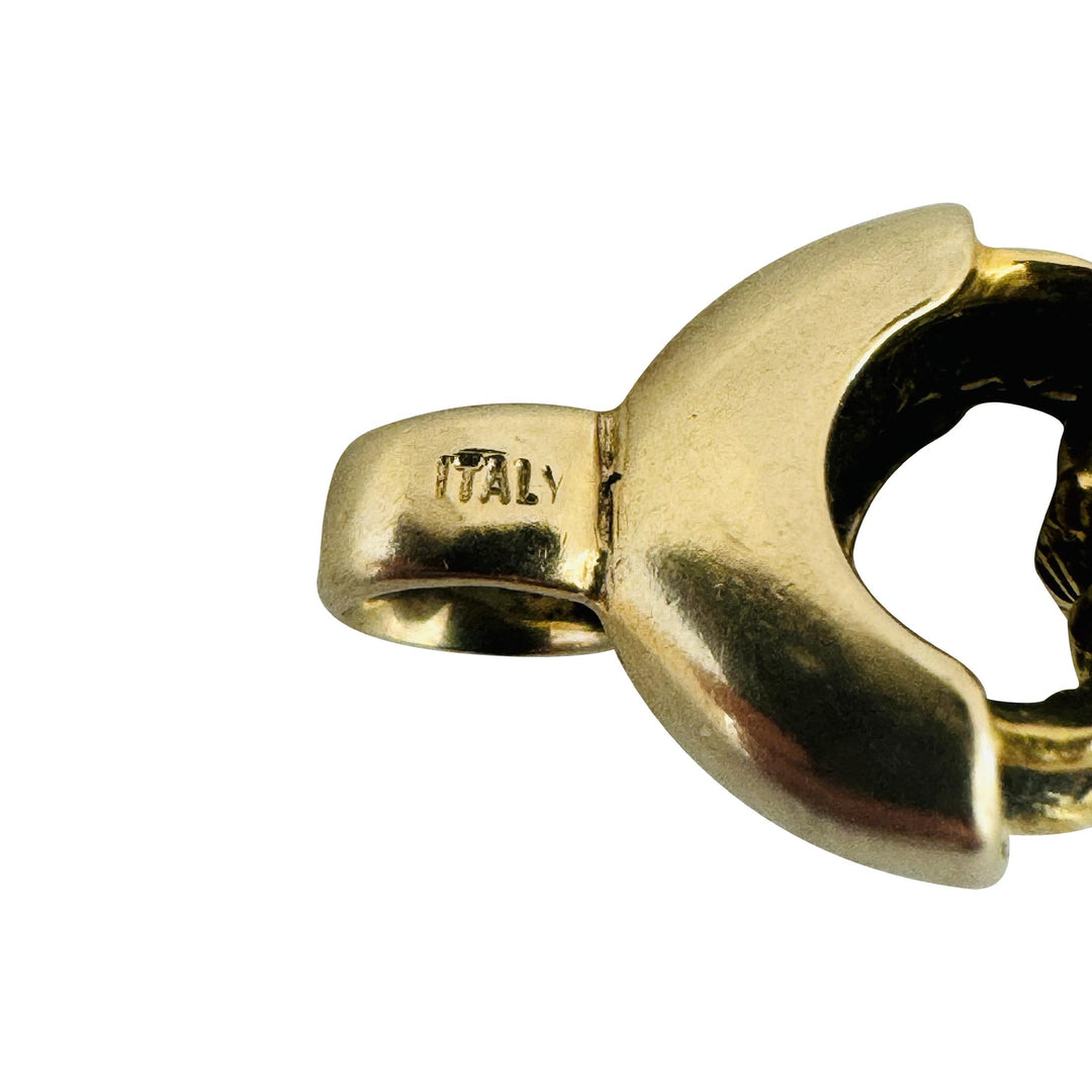 18k Yellow Gold 16.7g Vintage Ladies 9mm Fancy Circle Link Bracelet Italy 7.5"