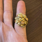 18k Yellow White and Rose Gold 11.3g Solid Large Floral Ring Italy Size 7