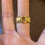 18k Yellow Gold 13g Solid Heavy Men's Rope Buckle Ring Size 9.5
