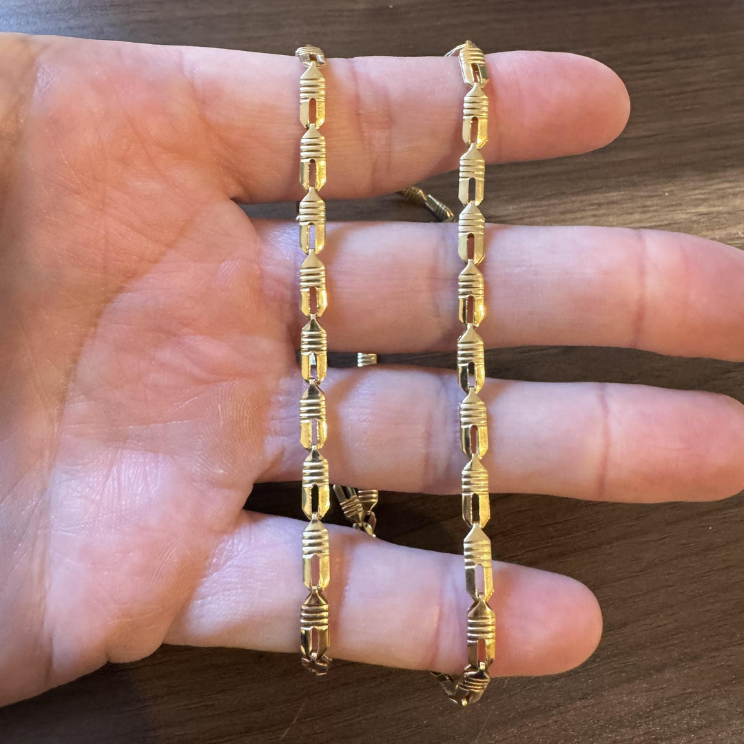 18k Yellow Gold 18.8g Vintage 4.5mm Open Flat Link Necklace Italy 24"