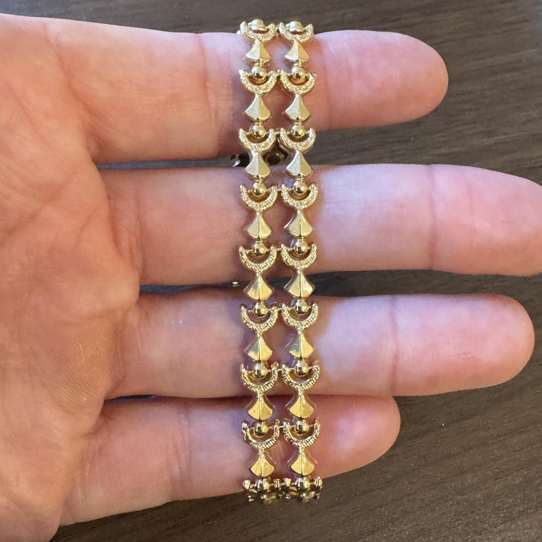 18k Yellow Gold 18.2g Vintage Ladies 14mm Fancy Link Bracelet Italy 7"