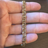18k Yellow Gold 16.4g Solid Vintage 7mm Double Curb Link Charm Bracelet 7.25"