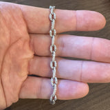 14k White Gold and 2cttw Diamond Encrusted Fancy Link Ladies Bracelet 7"