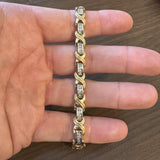 14k Yellow and White Gold 1cttw Diamond Solid 24.5g X Link Bracelet 7.25"