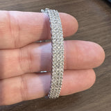14k White Gold and 2cttw Diamond Solid 17.7g Bangle Bracelet 6.75"